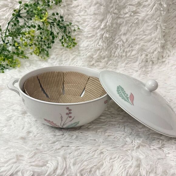 Porzellanfabrik Arzberg Lidded Porcelain Casserole Dish Floral Print Germany New - Picture 2 of 8